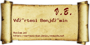 Vértesi Benjámin névjegykártya