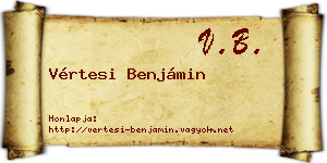 Vértesi Benjámin névjegykártya